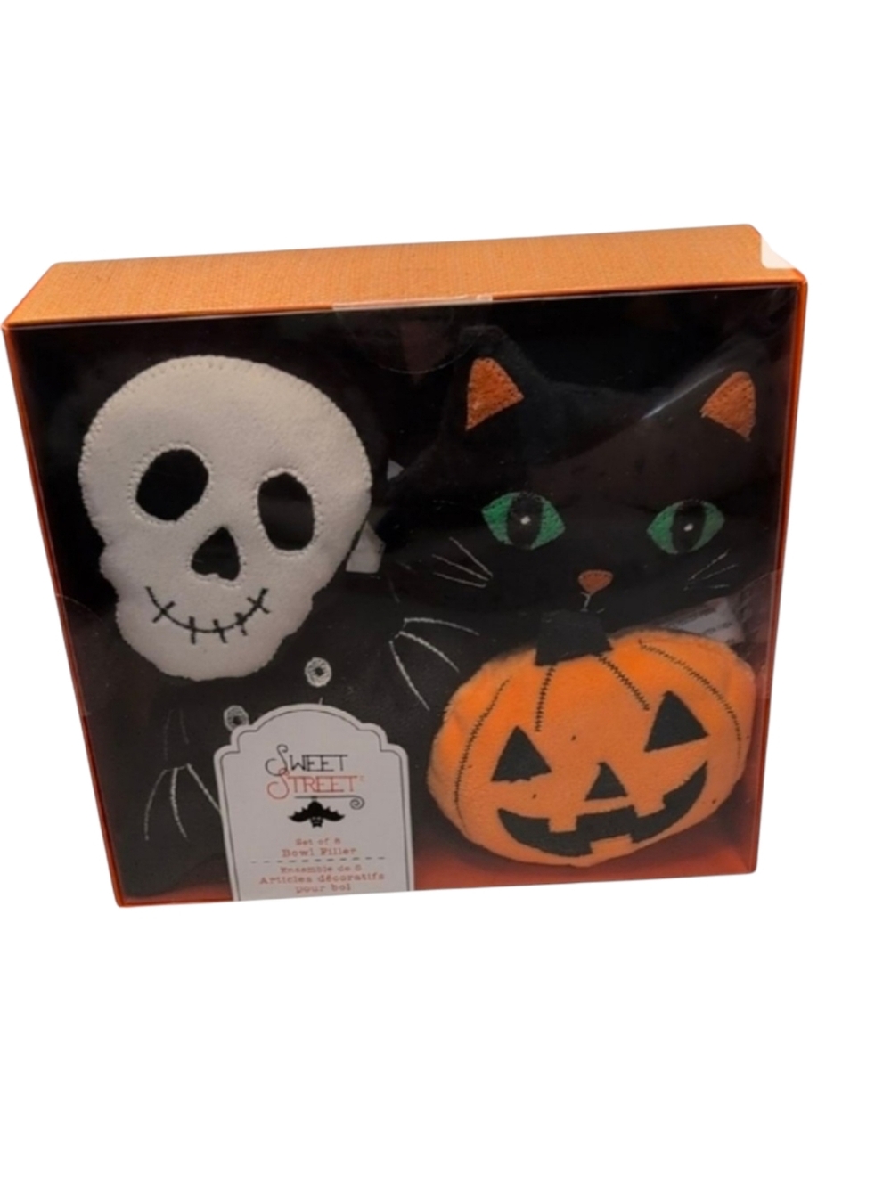 Halloween Plush Bowl Filler Decor Set - Black and Orange